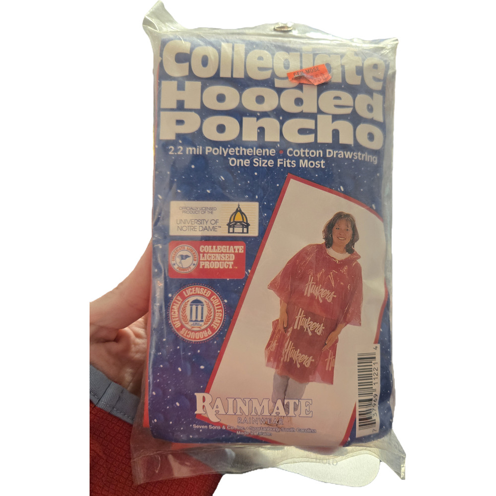 Nebraska Huskers Rainmate Collegiate Hooded Poncho — New Unopened Stadium